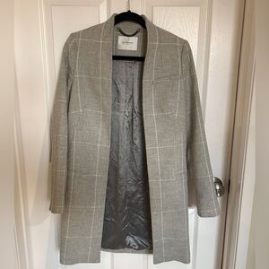 LK Bennett Gray Plaid Women's Long Blazer Size 2